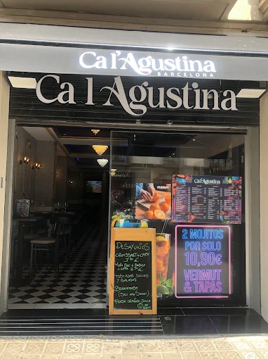 Ca l'Agustina — entrada y fachada en Carrer de Bergara, Barcelona