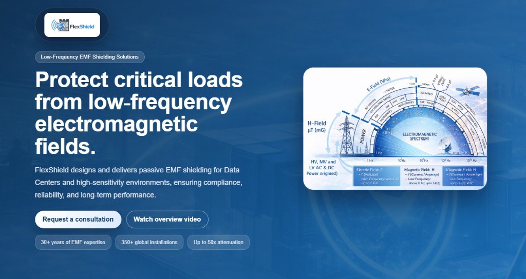 FlexShield — blindaje EMF de baja frecuencia para data centers