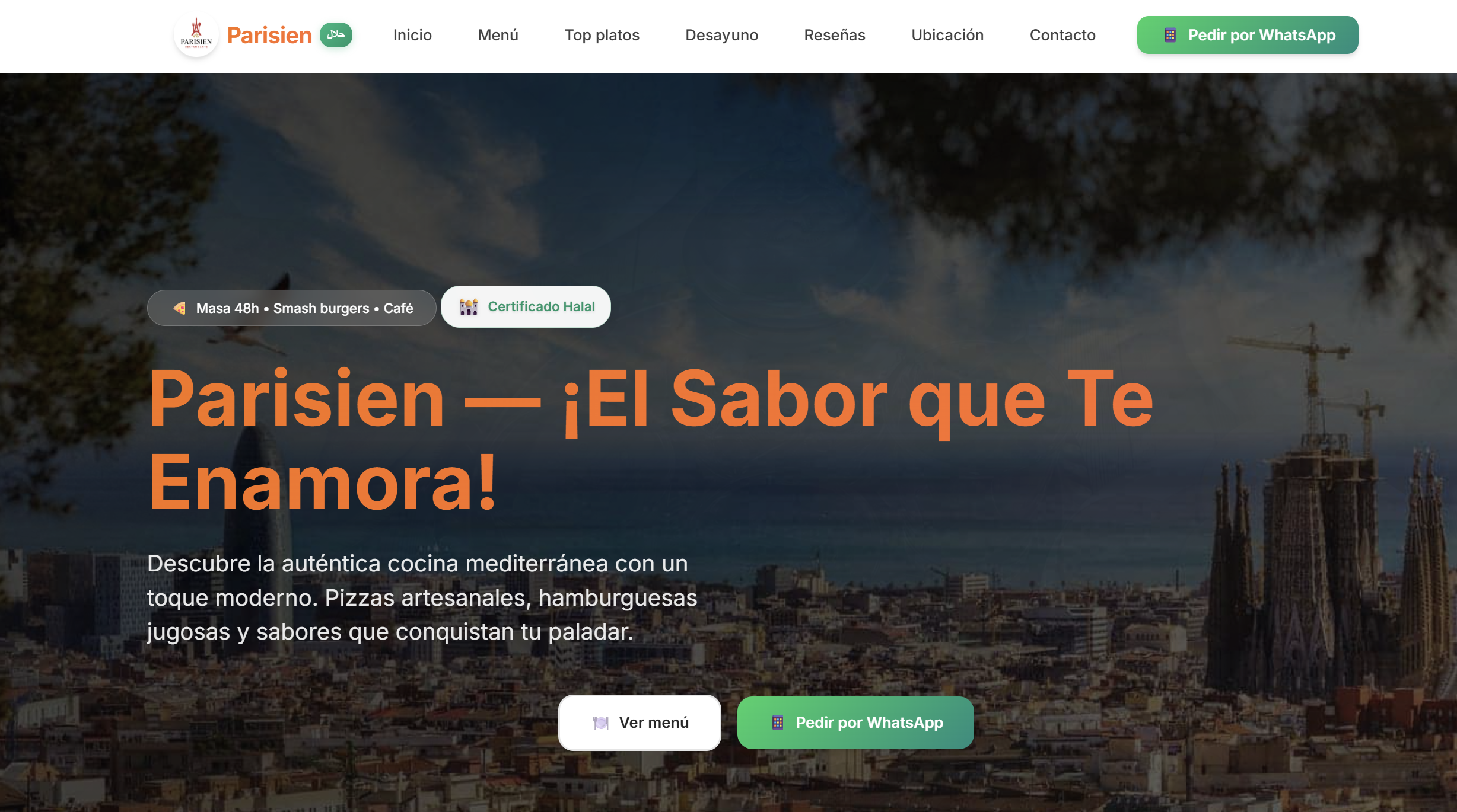 Desarrollo web restaurante Parisien en Barcelona